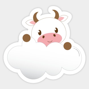 Cute Baby Cow on a Cloud Sticker